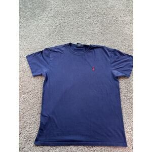 Polo Ralph Lauren Shirt Mens Medium Blue Red Little Pony Short Sleeve FLAW